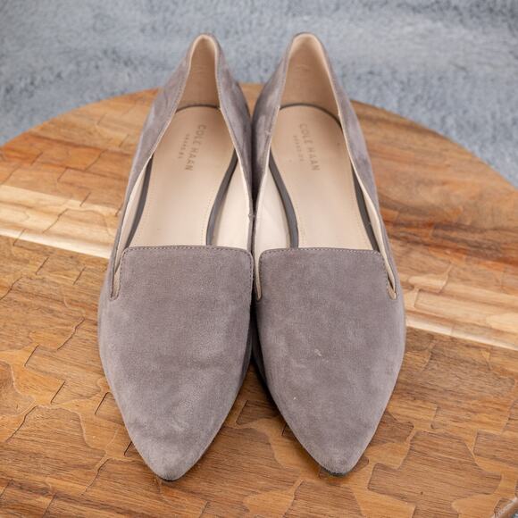 Cole Haan Shoes Womens 8 B Almond Toe Ballet Flats Comfort W05012 Beige Suede - Picture 2 of 7